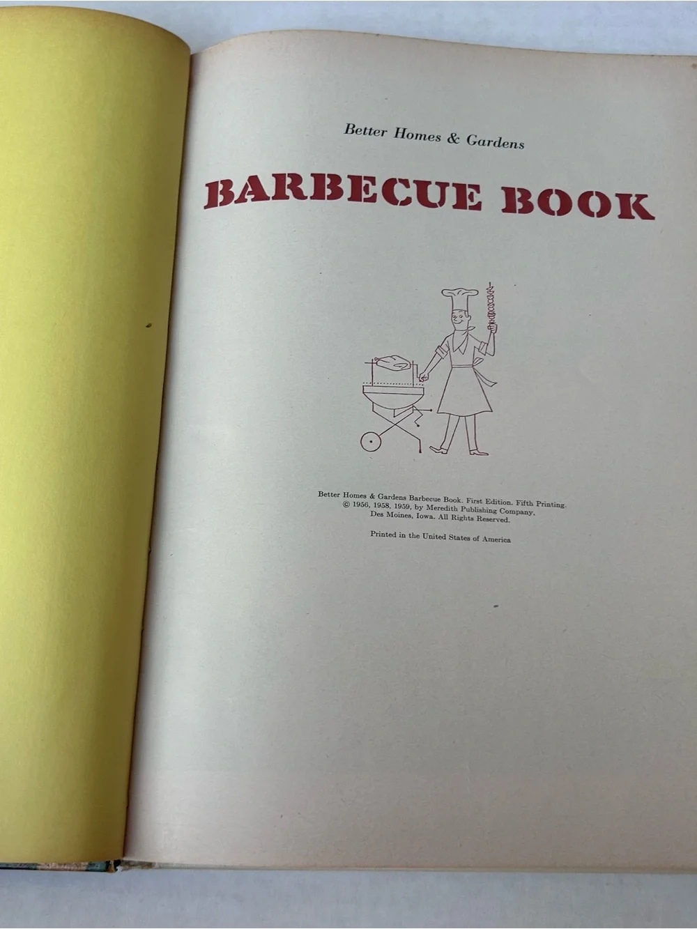 Better Homes & Gardens Barbecue Book Vintage Hardcover 1959 Recipes Cookbook